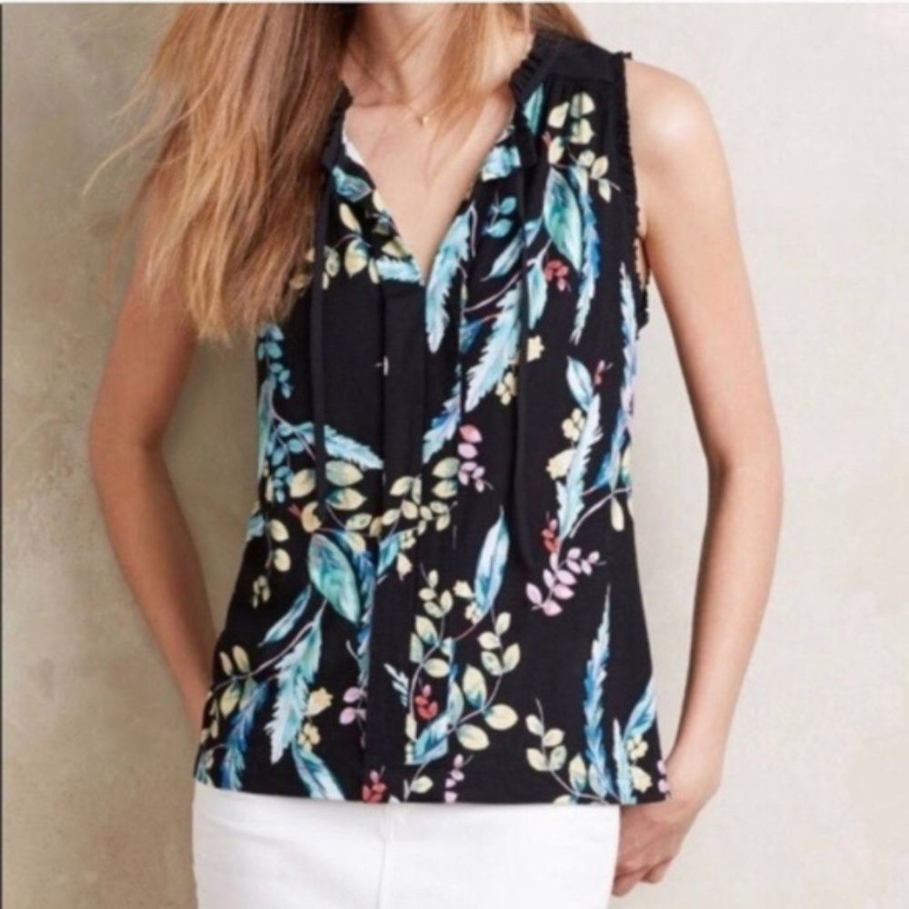 Anthro | Meadow Rue Feather Tie Front Top Size XS